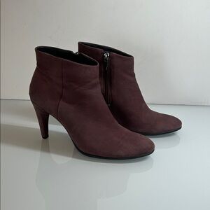 ECCO Shape 75 Sleek Ankle Bootie | Burgundy Suede Stiletto Heel | Size 38 (7-7.5
